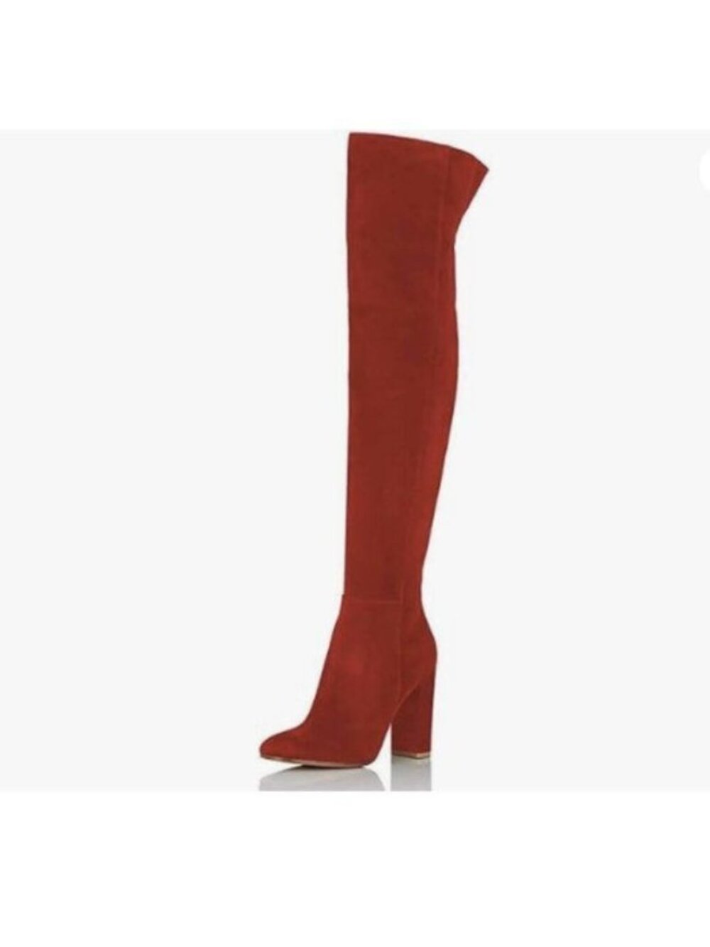 FSJ Women Over The Knee Chunky High Heels Stretch Thigh High Long Boot Red
